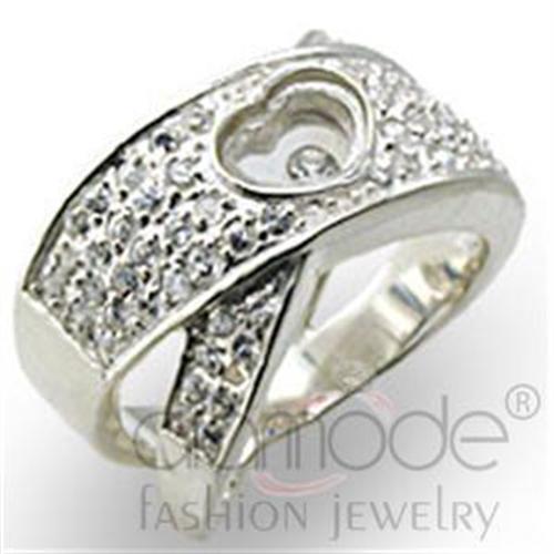JCE114 High-Polished 925 Sterling Silver Ring with Top Grade Crystal  in Clear