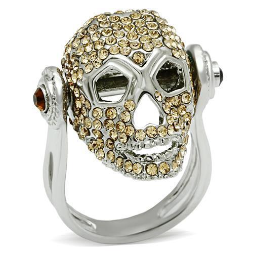 JCE016 Rhodium White Metal Ring with Top Grade Crystal  in Citrine Yellow