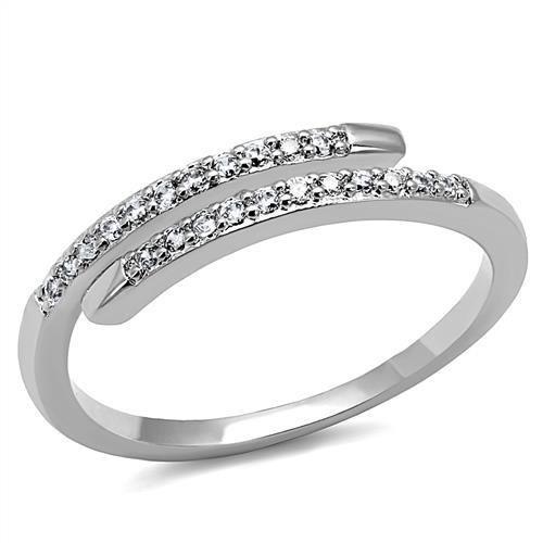 JCE1222 Rhodium Brass Ring with AAA Grade CZ  in Clear