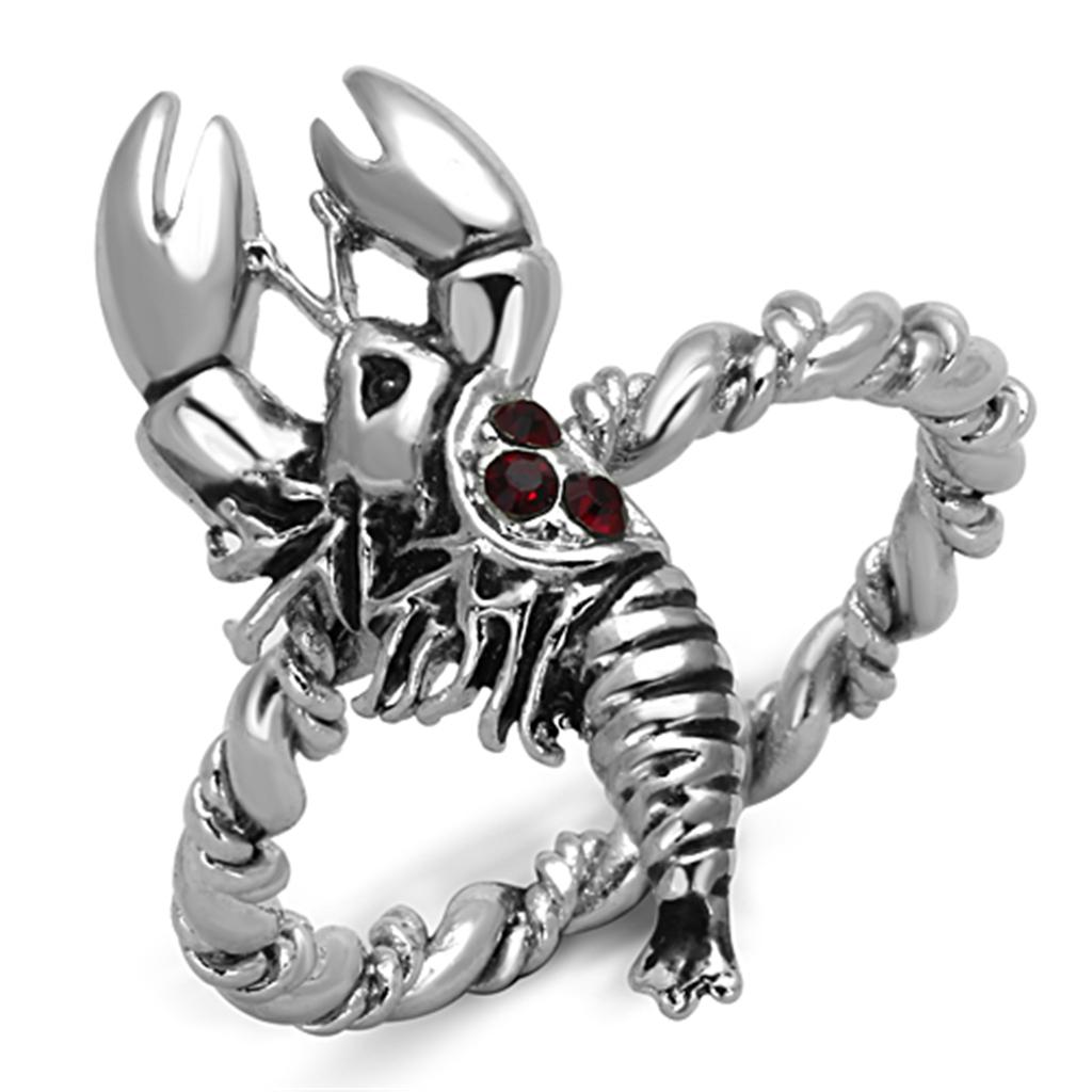 JCE563 Rhodium Brass Ring with Top Grade Crystal  in Siam