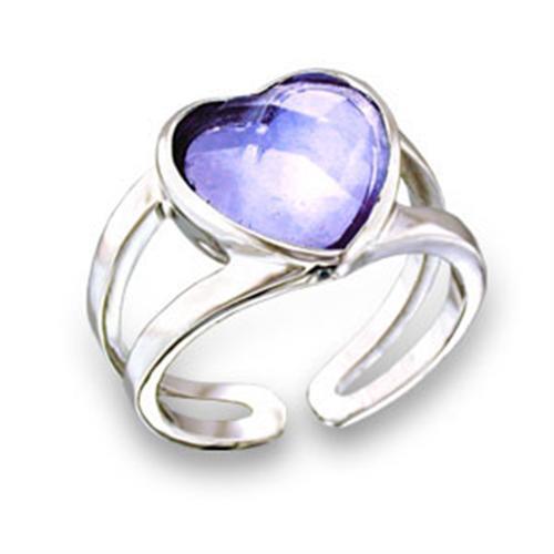 JCE1811 Rhodium Brass Ring with AAA Grade CZ  in Light Amethyst