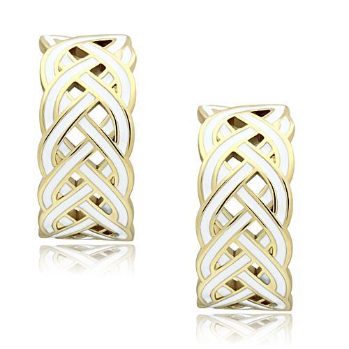 JCE272 IP Gold(Ion Plating) Brass Earrings with Epoxy  in White
