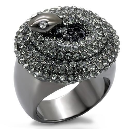 JCE1675 TIN Cobalt Black Brass Ring with Top Grade Crystal  in Multi Color