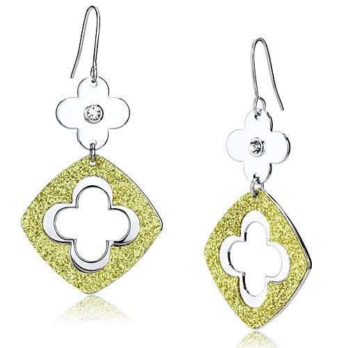 JCE2667 Rhodium Iron Earrings with Top Grade Crystal  in Clear