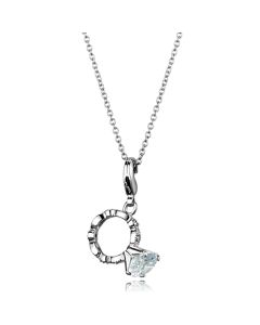 JCE3490 Rhodium Brass Pendant with AAA Grade CZ  in Clear