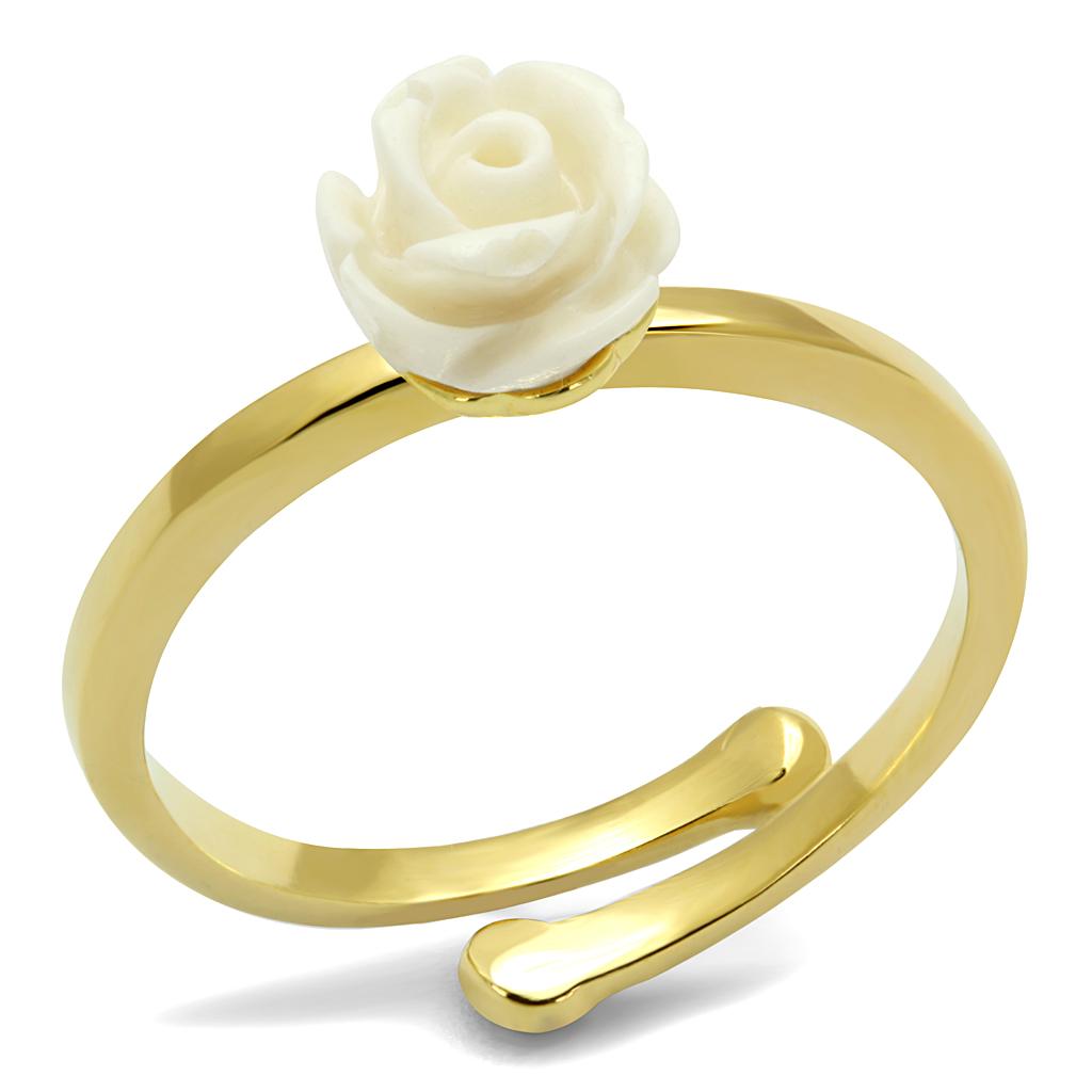 JCE4057 Flash Gold Brass Ring with Synthetic Synthetic Stone in Citrine Yellow
