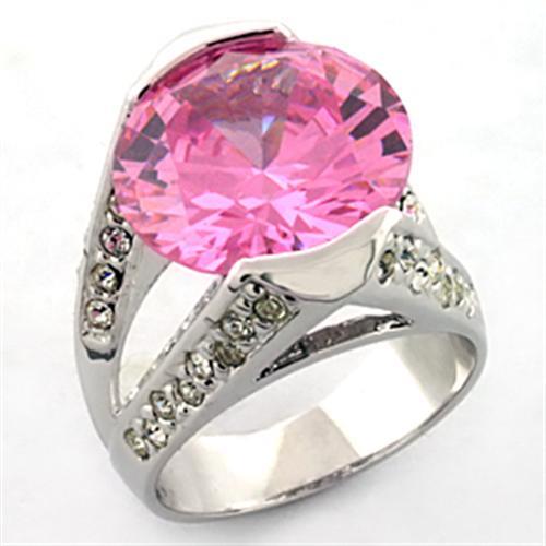 JCEA686 Rhodium Brass Ring with AAA Grade CZ  in Rose