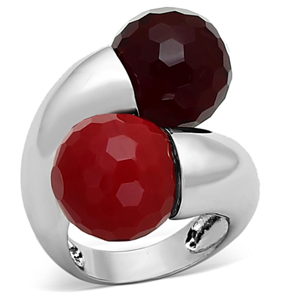 JCEA903 Rhodium Brass Ring with Synthetic Synthetic Glass in Multi Color