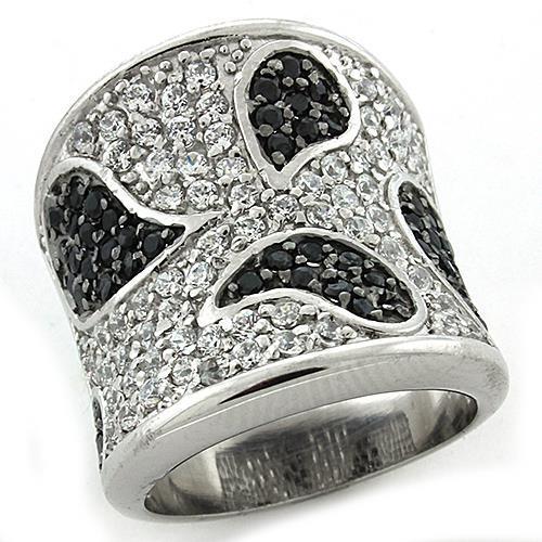 JCEAS1182 Reverse Two-Tone 925 Sterling Silver Ring with AAA Grade CZ  in Multi Color