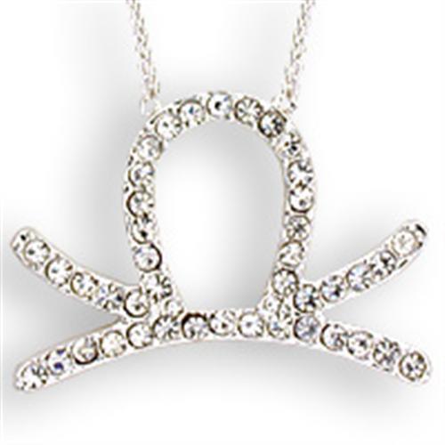 JCEK01 Silver Brass Chain Pendant with Top Grade Crystal  in Clear