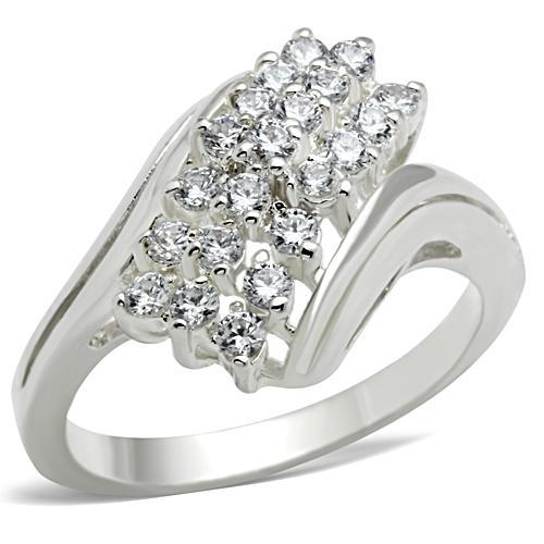 JCE038 Silver 925 Sterling Silver Ring with AAA Grade CZ  in Clear
