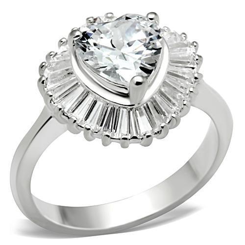JCE041 Silver 925 Sterling Silver Ring with AAA Grade CZ  in Clear