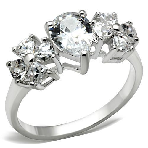 JCE057 Silver 925 Sterling Silver Ring with AAA Grade CZ  in Clear