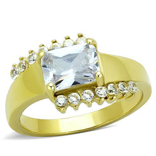 JCE1588 IP Gold(Ion Plating) Stainless Steel Ring with AAA Grade CZ  in Clear