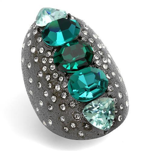 JCE2698 IP Light Black  (IP Gun) Stainless Steel Ring with Top Grade Crystal  in Multi Color