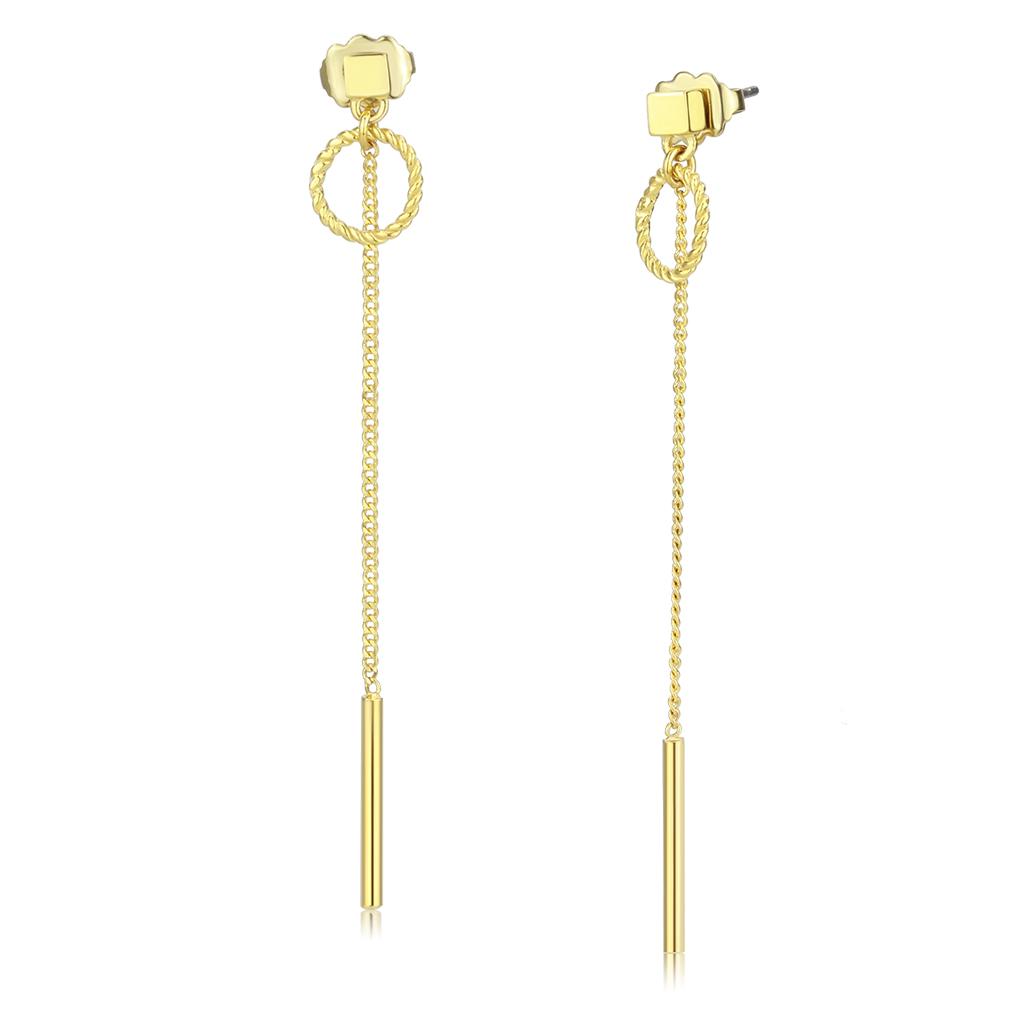 JCE3677 IP Gold(Ion Plating) Stainless Steel Earrings with No Stone