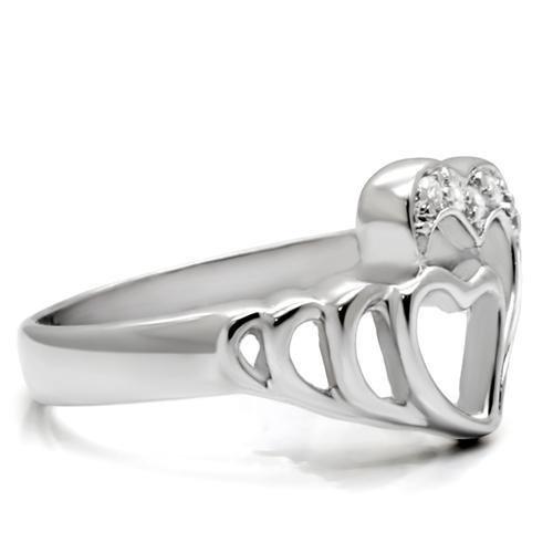 JCE6X179 High polished (no plating) Stainless Steel Ring with AAA Grade CZ  in Clear