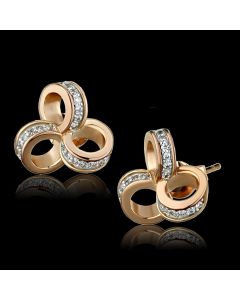 JCE513 Rose Gold + Rhodium 925 Sterling Silver Earrings with AAA Grade CZ  in Clear